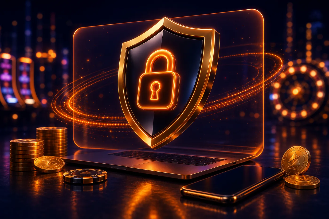 Bouclier et cadenas symbolisant la protection des données chez Nine Casino